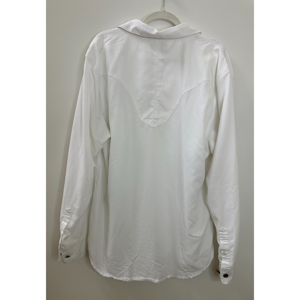 Scully Western Button Up Shirt Star Button Long Sleeve Large Country Mens White - Picture 9 of 15
